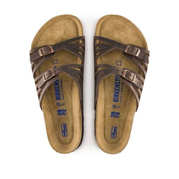 Birkenstock Granada Soft Footbed Strappy Slip on Sandal Brown Women's 6/6.5 37 - Picture 2 of 10